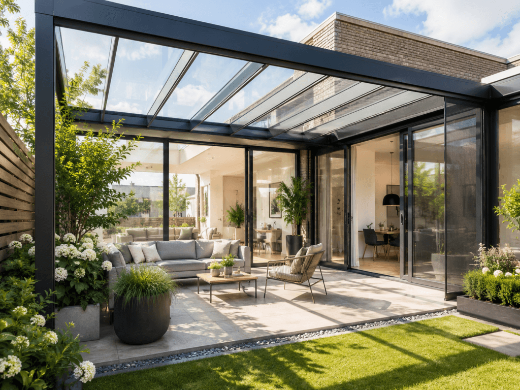 veranda met zo veel mogelijk licht naar binnen