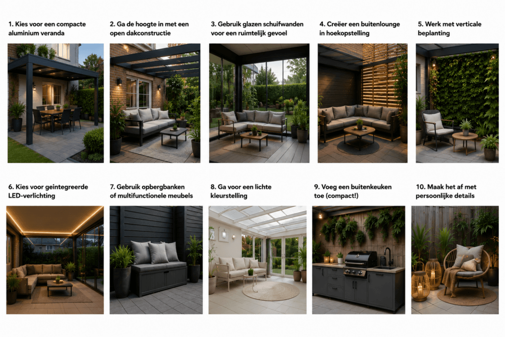 hier 10 veranda ideeën voor een kleine tuin bedacht door Alu Solutions